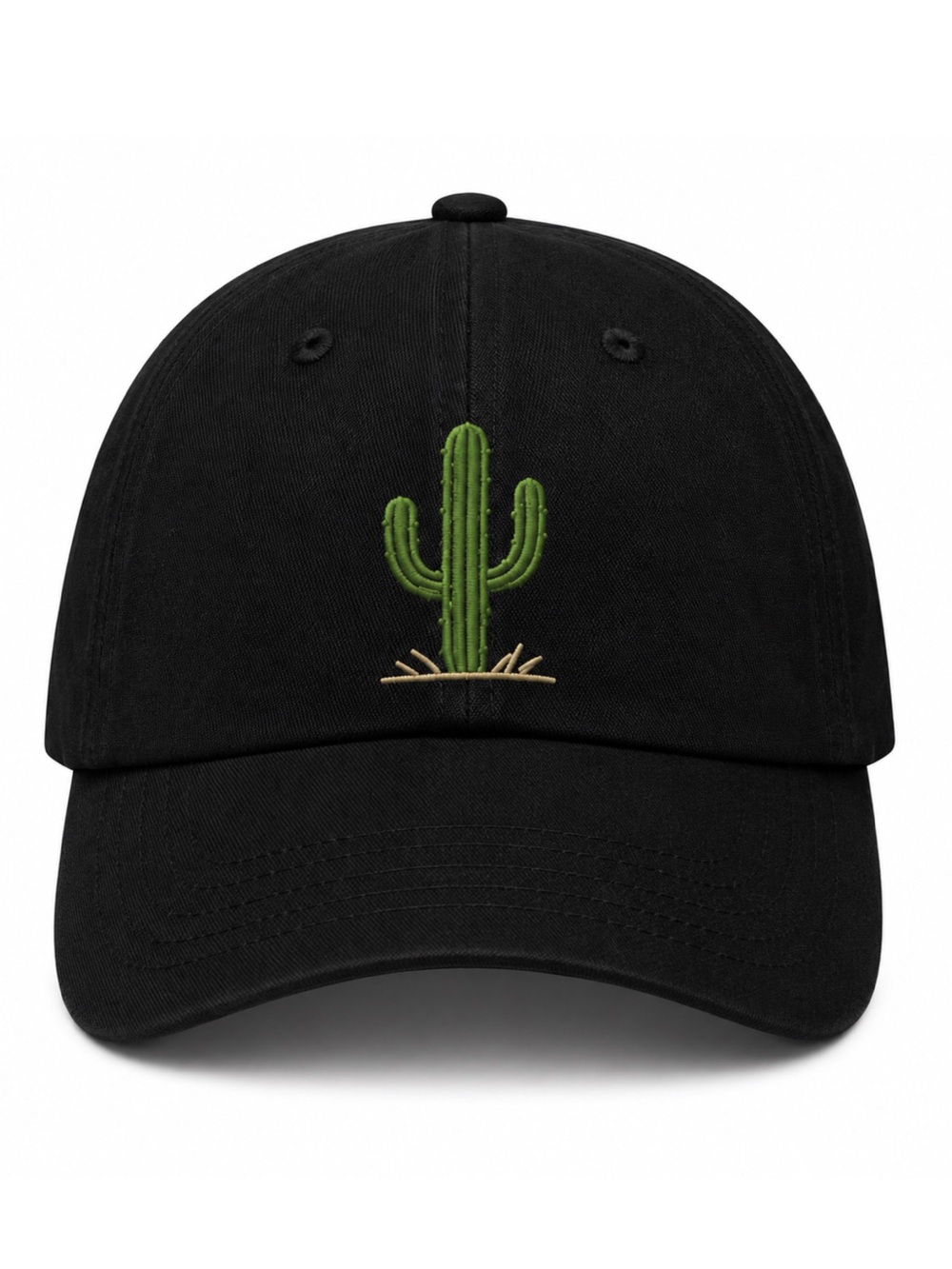 🌵 Cactus Embroidered Baseball Cap Black Adjustable Velcro Strap Travel/Trip Hat